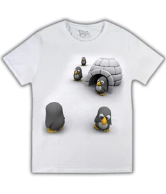 Прикольные футболки: Пингвины в домике на белой